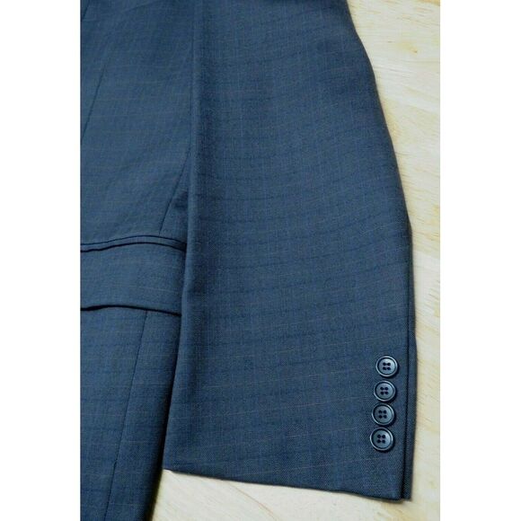 Mens Manzini Uomo 3 Button Suit Size 44R 33x29 Blue Check Super 120s Wool Italy - Picture 9 of 12
